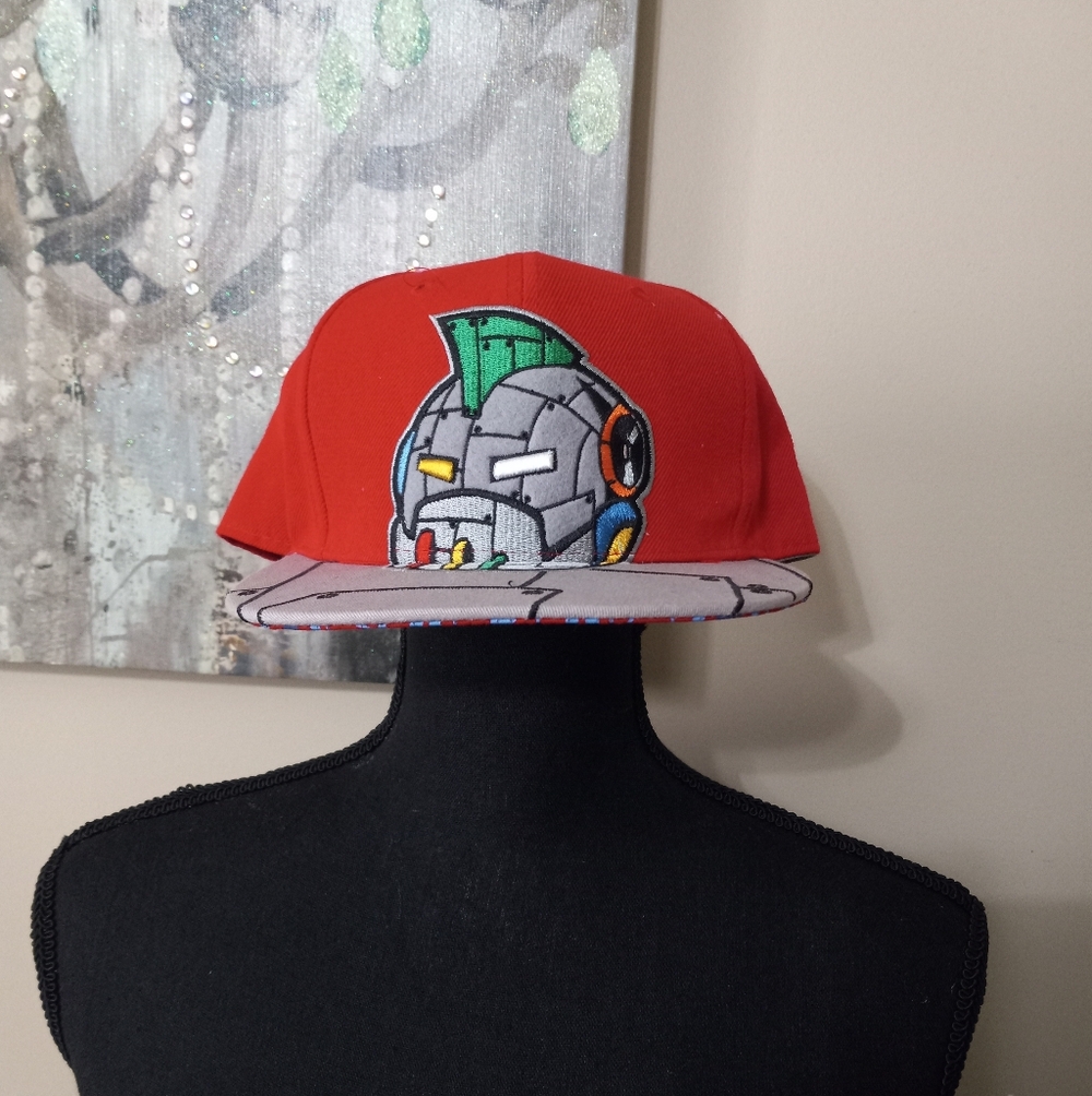 Kids Red Graphic Snapback Hat with Robot Patch